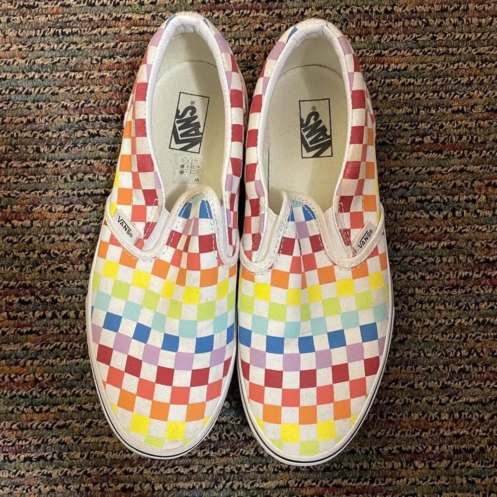 Rainbow checkered Vans